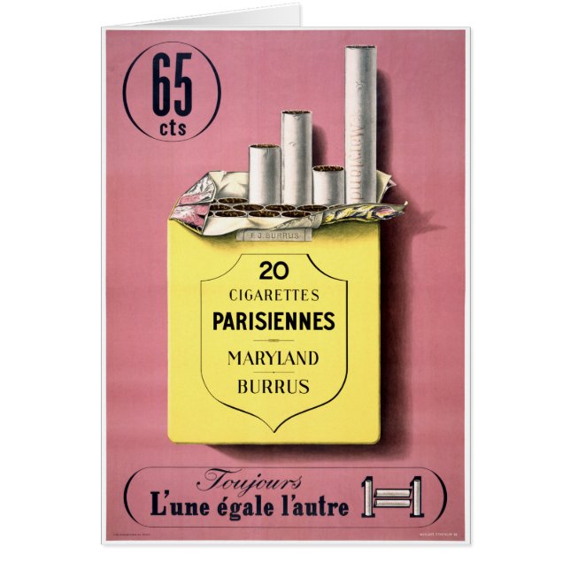 Cartão Poster vintage de Cigarros Franceses Restaurado (Frente)