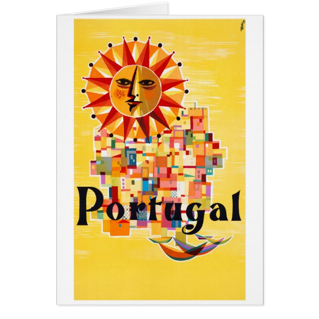 Cartão Poster vintage de Portugal restaurado (Frente)