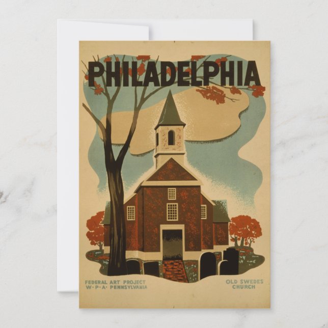 Cartão Poster vintage Philadelphia (Frente)