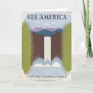 Cartão Poster vintage Promovendo Viagem para Parques Naci