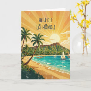 Cartão Pôsteres de Viagem Vintage do Havaí - Oahu