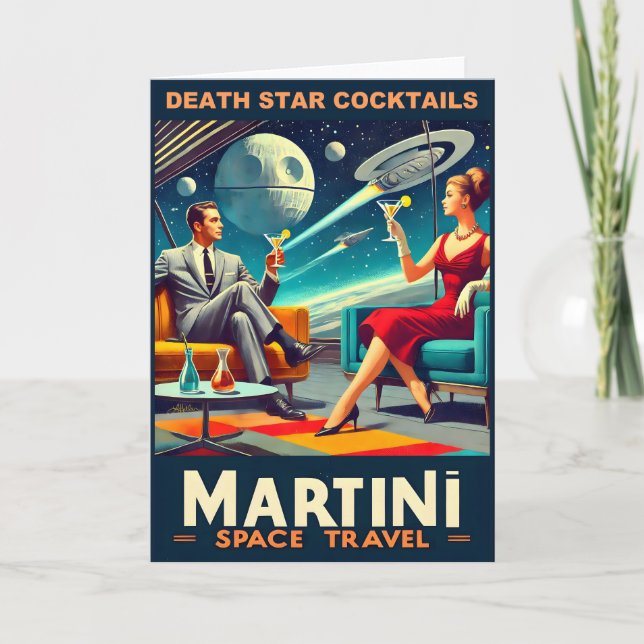 Cartão Posteres de viagens Espaciais Martini Coquetéis da (Frente)
