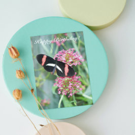 Cartão Postman Butterfly on Pink Flowers Birthday Card