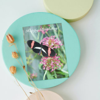 Cartão Postman Butterfly on Pink Flowers Birthday Card