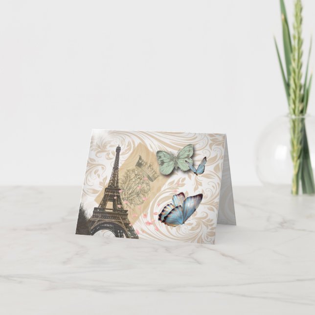 Cartão postmark scripts borterfly Paris Effiel Tower (Frente)