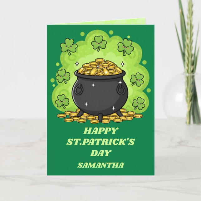 Cartão Pot O’ Luck St. Patrick’s Day Card (Frente)