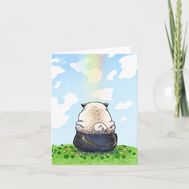 Cartão Pot of Gold pug St. Patrick's Day card (Frente)
