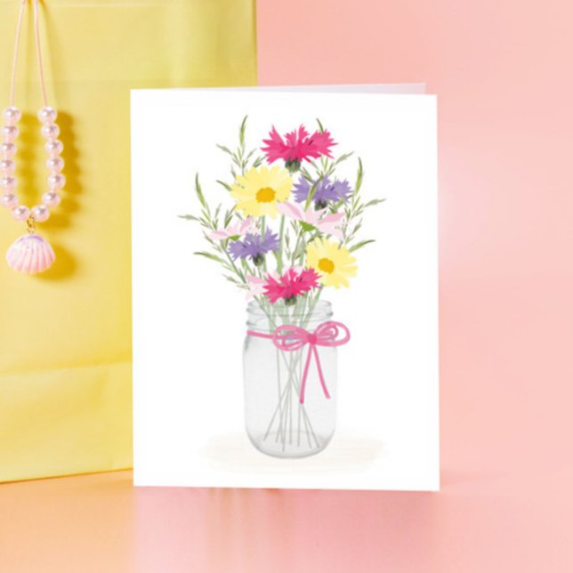 Cartão Pote de Vidro com Flores Silvestres para Mulheres  (Criador carregado)