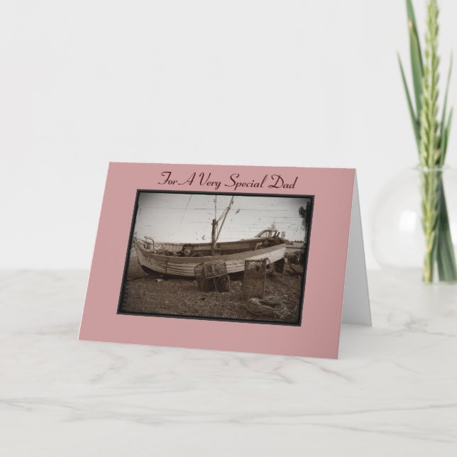 Cartão potes de lagosta de embarcações de pesca na praia  (Frente)