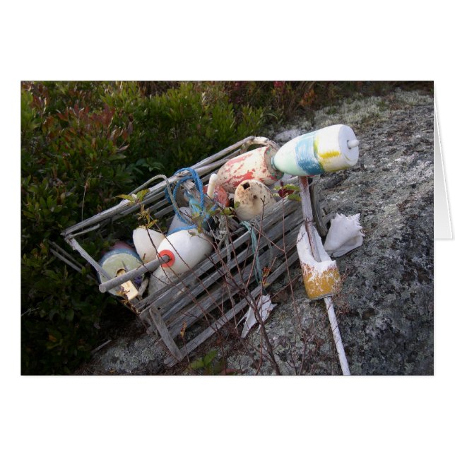 Cartão Potes e bobinas de lagosta, Maine, EUA (Frente Horizontal)