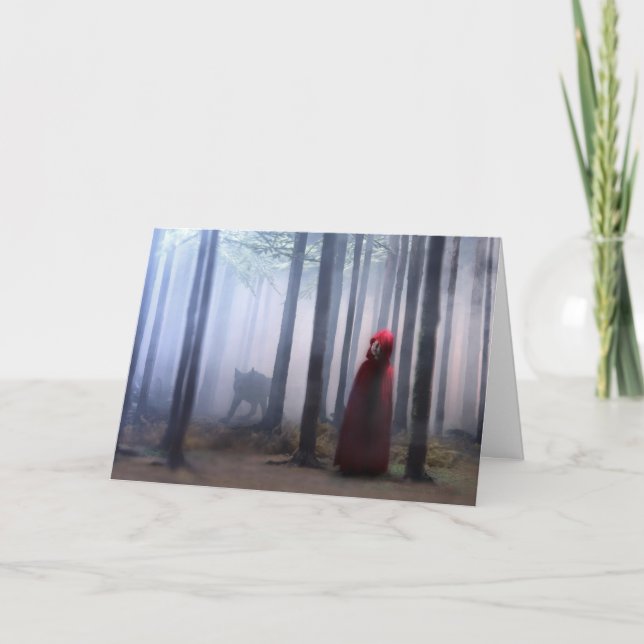 Cartão Pouca capa de equitação vermelha no Dia das Bruxas (Frente)