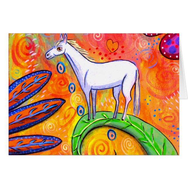 Cartão Pouco cavalo da mágica branca (Frente Horizontal)