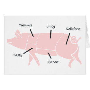 Cartão Pouco Piggie cor-de-rosa com etiquetas saborosos