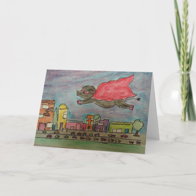 Cartão Power Pig Greeting Card (Frente)