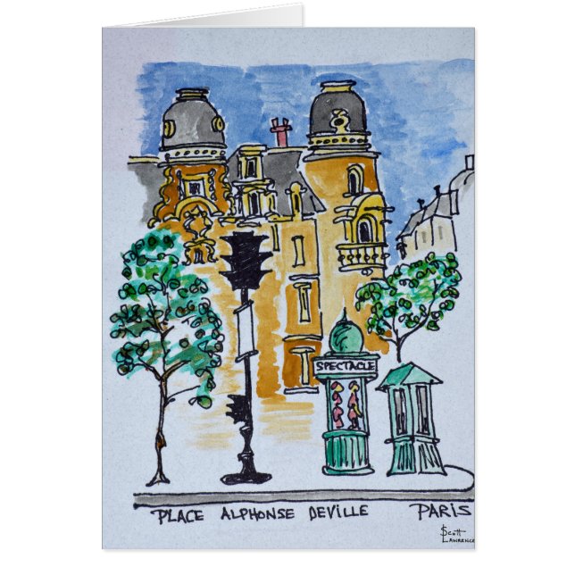 Cartão Praça Alphonse Deville | Paris, França (Frente)