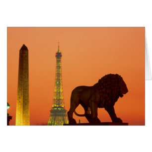 Cartão Praça da Concórdia; Torre Eiffel; Obelisco;