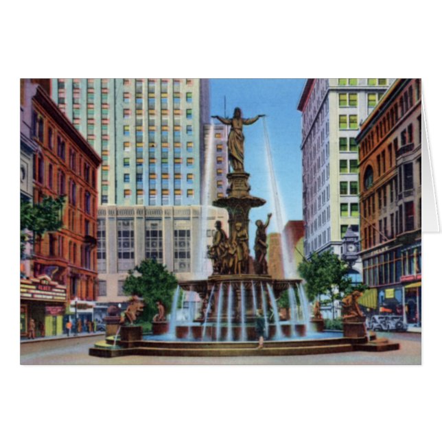 Cartão Praça da Fonte de Ohio de Cincinnati (Frente Horizontal)
