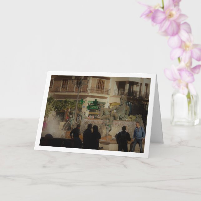 Cartão Praça da Virgem, Valência, Espanha (Orquídea)