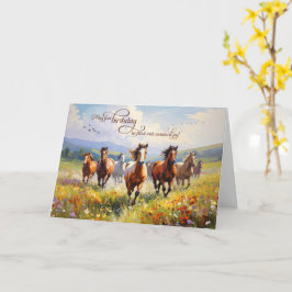 Cartão Prado de Flores Silvestres Cavalos Selvagens de An