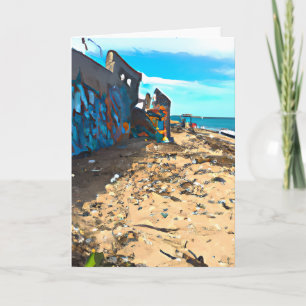 Cartão Praia Abandonada Pós-Apocalíptica