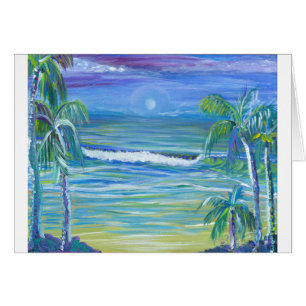 Cartão praia ajustada da lua