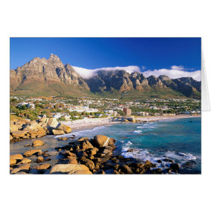 Cartão Praia de Camps Bay e a cordilheira dos Doze Apósto