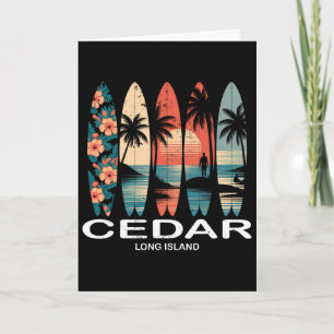 Cartão Praia de Cedar Long Island Surfboard Surf Retro