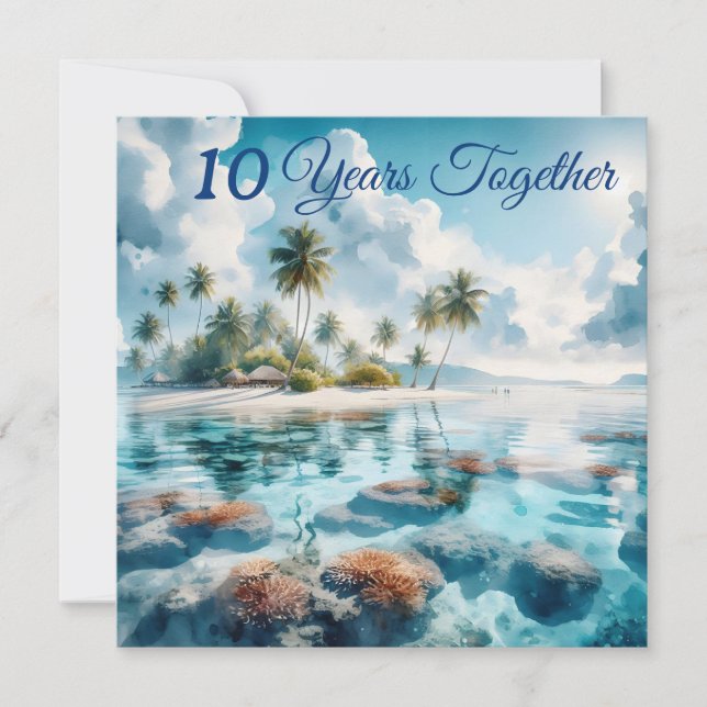 Cartão Praia de Destino Moderno Maldivas Coral Branco Azu (Frente)