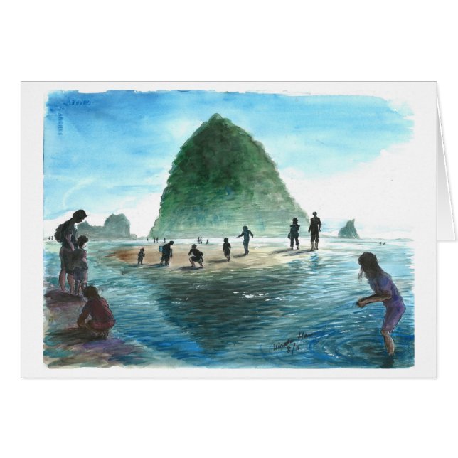 Cartão Praia de exploração de Oregon (Frente Horizontal)