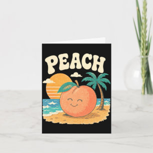 Cartão Praia de pêssego verão retrô doce fruta pôr do sol