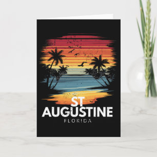 Cartão Praia de St Augustine Flórida Surfboard Surf Vinta