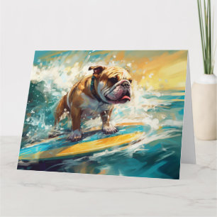 Cartão Praia de Surf Bulldog Pintura