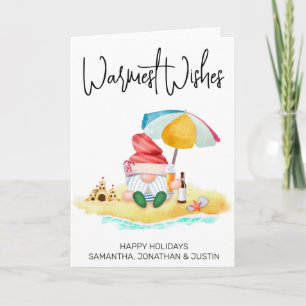 Cartão Praia Desejos Mais Quentes Gnome de Natal tropical
