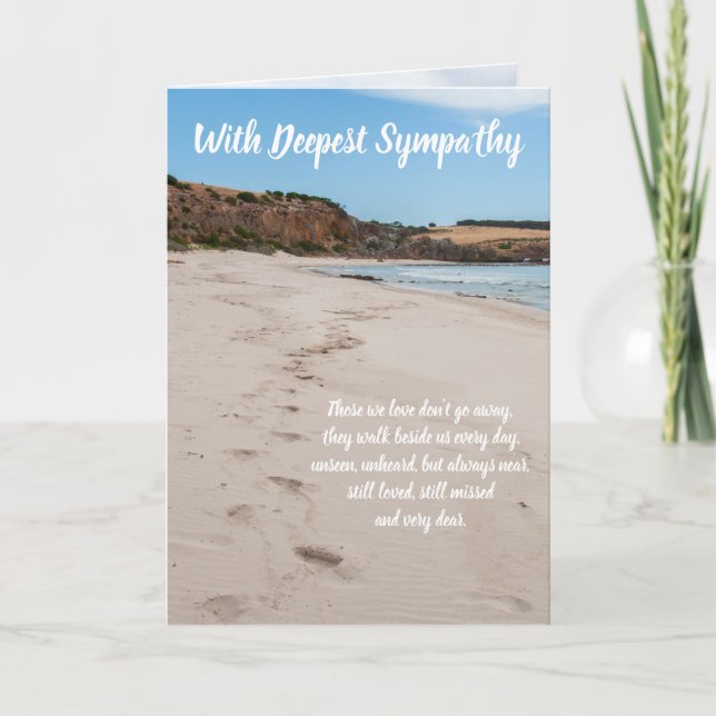 Cartão Praia do oceano com pegadas na areia Simpatia (Frente)