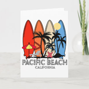 Cartão Praia do Pacífico Califórnia Retro Prancha de Surf