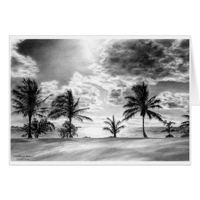 Cartão Praia Palm Tree Sunset Drake de Kelli Swan (Frente horizontal)
