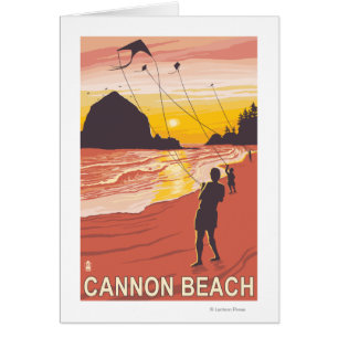 Cartão Praia & papagaios - praia do canhão, Oregon