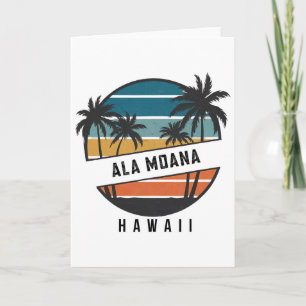 Cartão Praia Retro Ala Moana Havaí Surfboard Surfando
