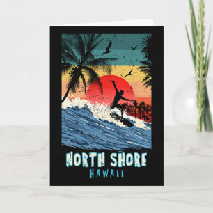 Cartão Praia Surfing North Shore Havaí Vintage Retro Palm