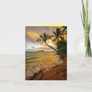 Cartão Praia Tropical de Palm Sunset no Havaí