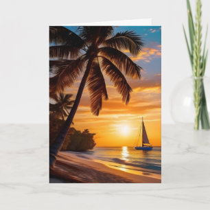 Cartão Praia tropical no Dia de os pais Sunset