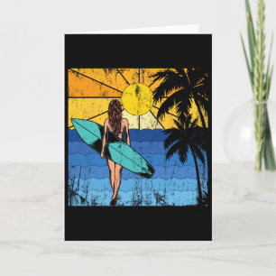 Cartão Praia Tropical Surf Pôr do Sol Surfboard Surfista