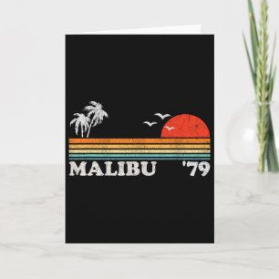 Cartão Praia Vintage Malibu Califórnia Sol Retro Surf