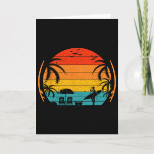 Cartão Praia Vintage Retro Palmeiras Tropicais Califórnia