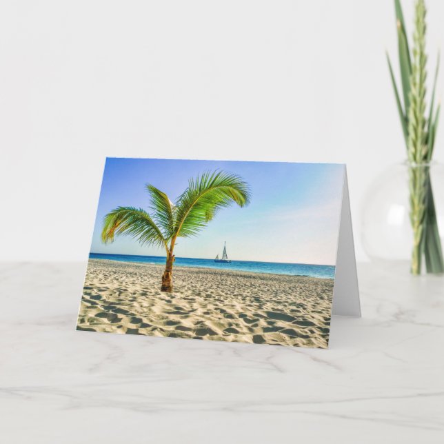 Cartão Praias Tropicais | Maré, Palm Tree, Aruba (Frente)