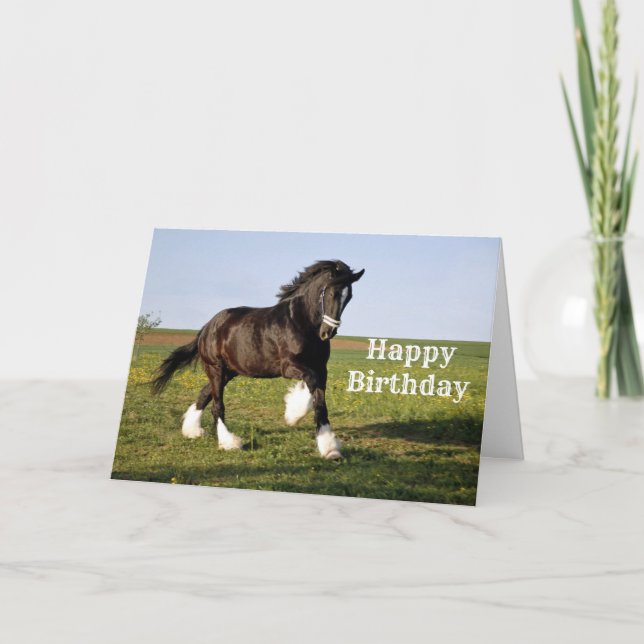 Cartão Prancing Clydesdale Birthday (Frente)