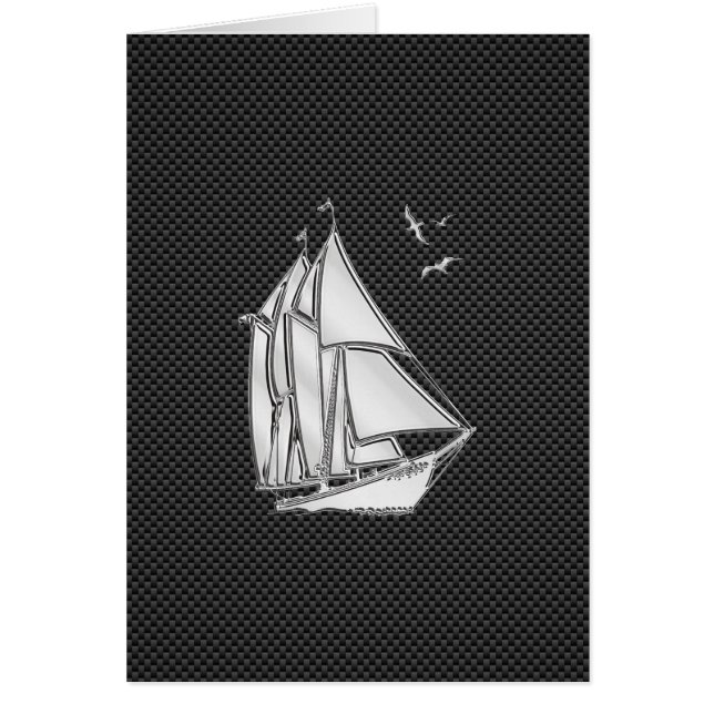 Cartão Prata-Cromo como veleiro em fibra de carbono (Frente)