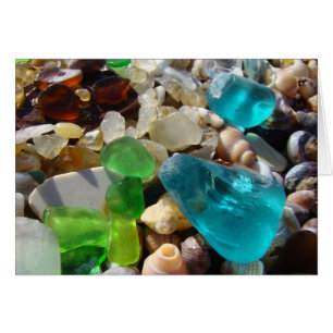 Cartão Prateleiras de Rochas de Vidro Verde Azul de Praia