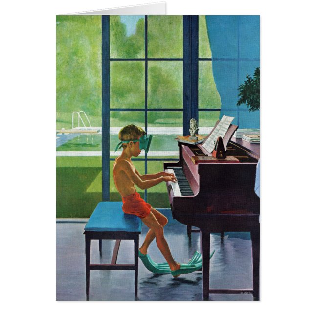 Cartão Prática do piano da piscina (Frente)