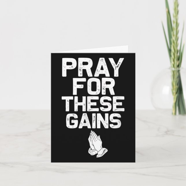 Cartão Pray For These Gains Fitness Gym Motivational  (Frente)
